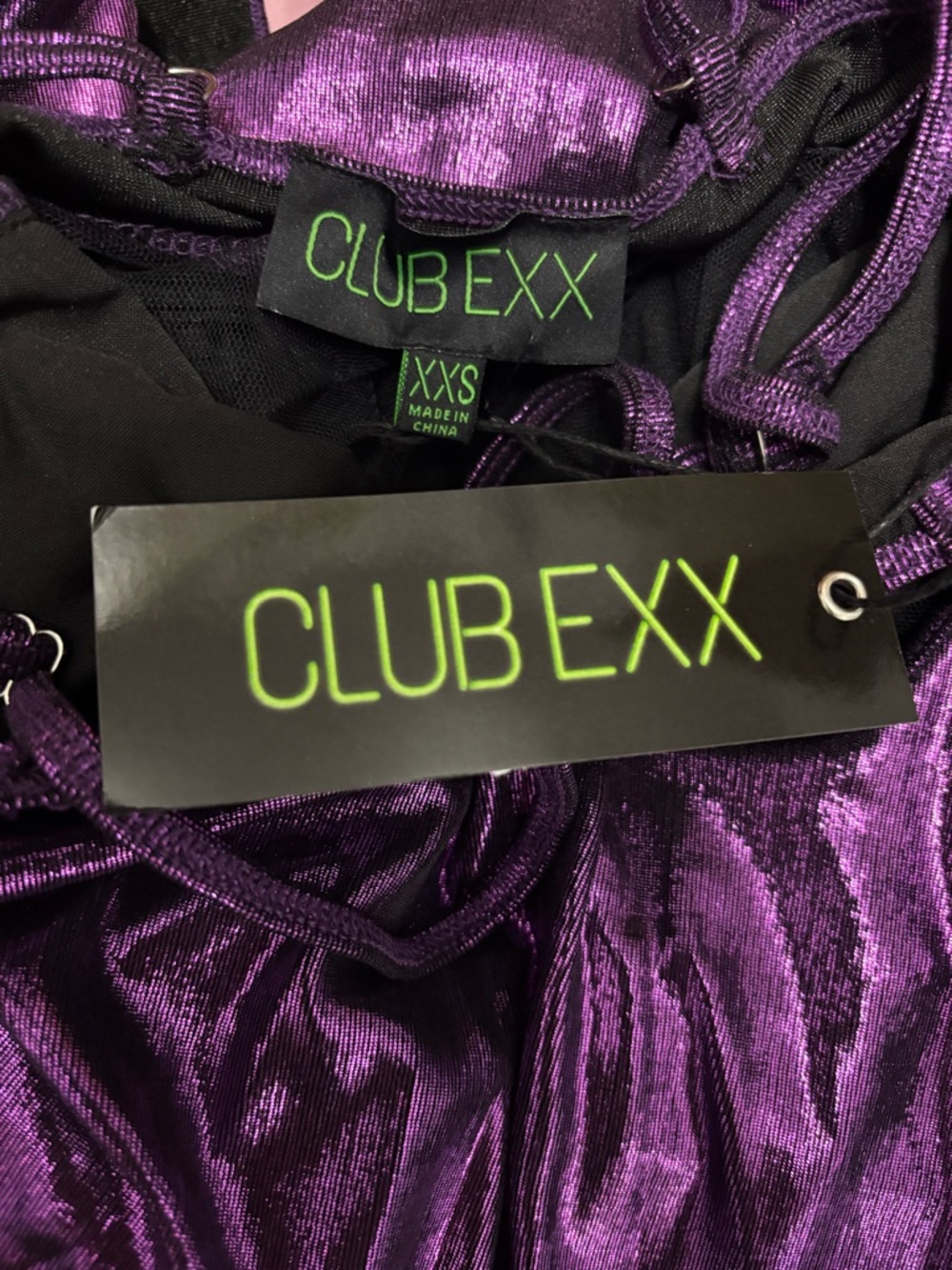 NWT Dolls Kill / Club Exx Purple Lightning In A Bottle Mini Dress - Picture 5 of 5